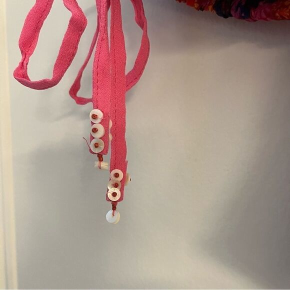 Free People Back On Elbow Puff Sleeve Cropped Top in Pink Floral, Medium NWT - Picture 10 of 12